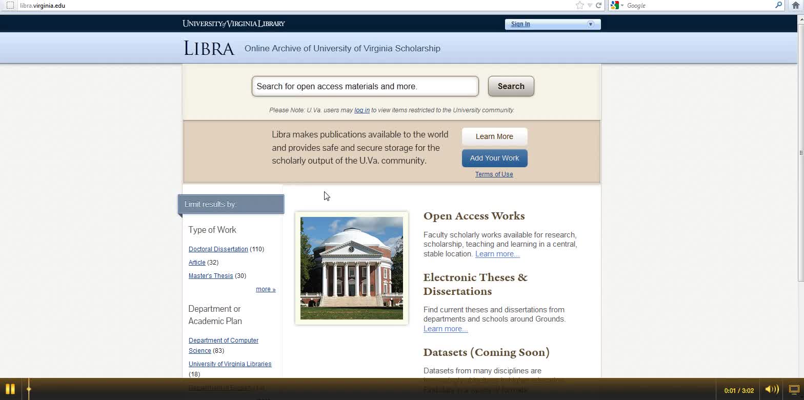<span itemprop="name">The principles of open access in Libra at the University of Virginia</span>
