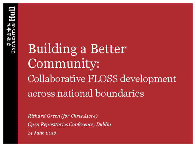 <span itemprop="name">Building a Better Community:</span> and <span itemprop="name">Collaborative FLOSS development across national boundaries</span>