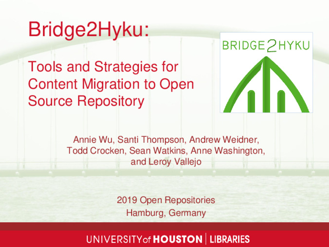 <span itemprop="name">Bridge2Hyku: Tools and Strategies for Content Migration to Open Source Repository - Hyku</span>